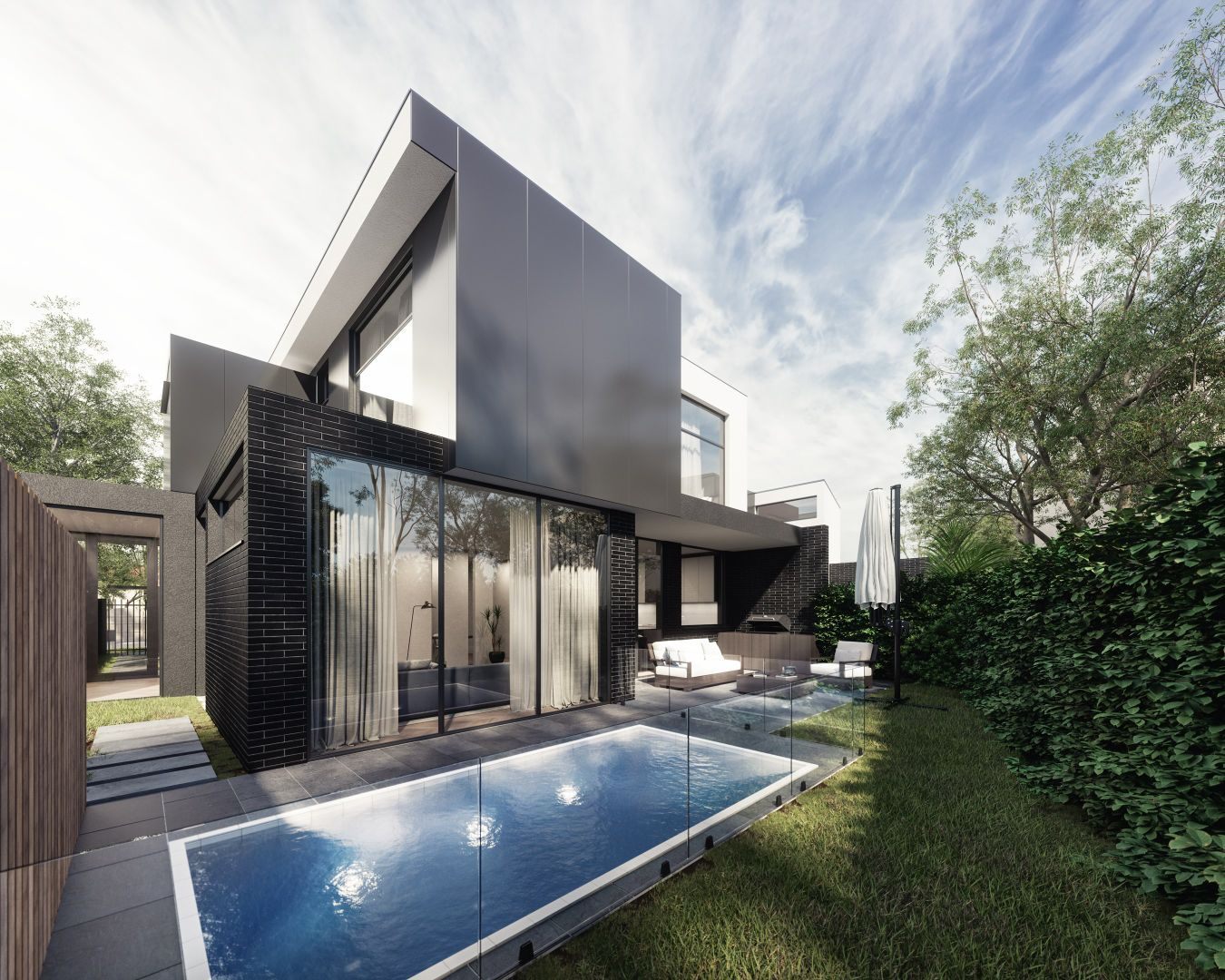 Contemporary home with a lap pool and garden in Beaumaris